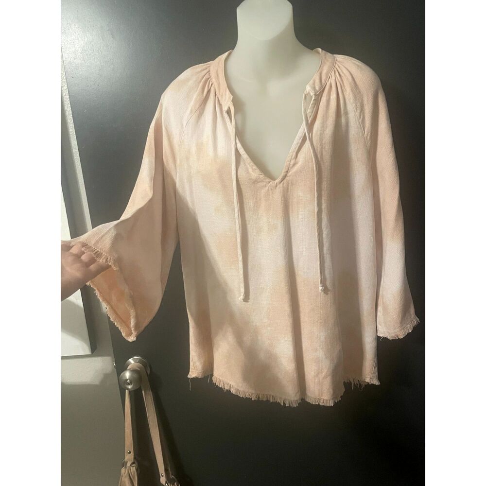 Bella Dahl beachy soft pink and white drawstring tunic size Small